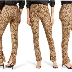 We Wore What Stiletto High Waist Split Hem Leopard Skinny Jeans 29 x 35